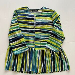 Travel Elements Size Large (S) Jacket Green Blue and White Semi Sheer Ru…